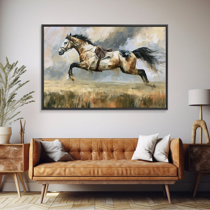 Show Jumping Horse Mid Leap Canvas Print, Equestrian Art, Wall Art, Living Room Decor, Fine Art, Equestrian, Boho Wall Art, EQU-3x2-83