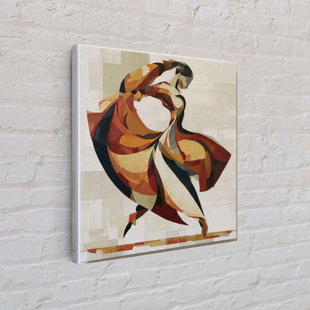 Dancer Figure Fractured into Vibrant Movement Canvas Print, Expressionist Art, Colorful Wall Art, Living Room Decor, Expression, EXP-1x1-100