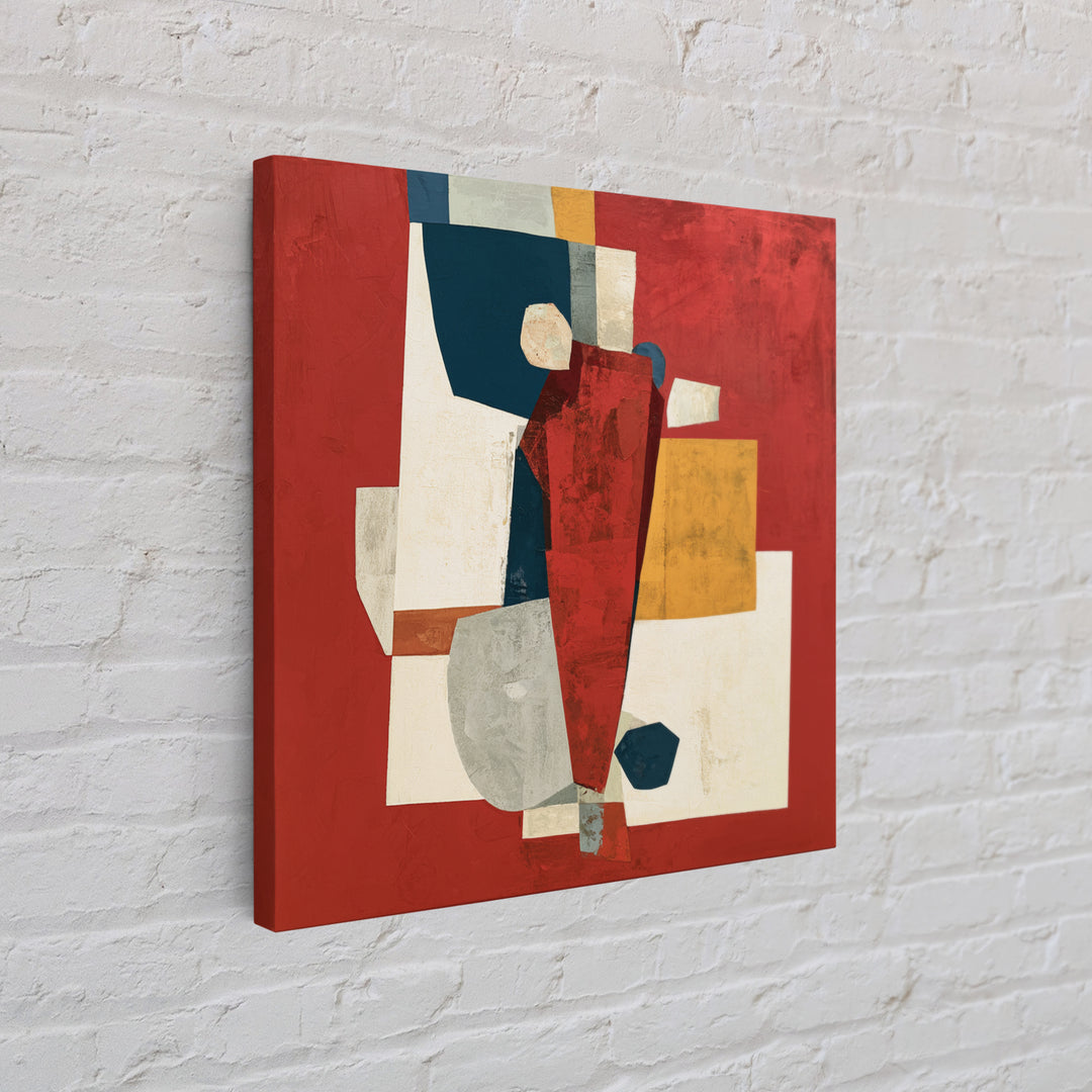Red Room Interior Abstraction Without Realistic Furniture Canvas Print, Expressionist Art, Living Room Decor, Abstract Art, EXP-1x1-19