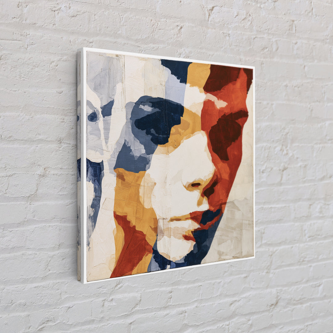 Emotional Portrait with Bold Red and Blue Canvas Print, Expressionist Art, Downloadable Prints, Living Room Decor, Expression, EXP-1x1-26