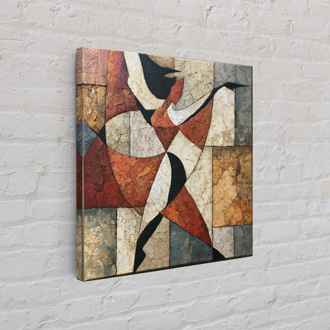 Dancer Figure Fractured into Vibrant Movement Canvas Print, Expressionist Art, Digital Art, Living Room Decor, Expression, EXP-1x1-28