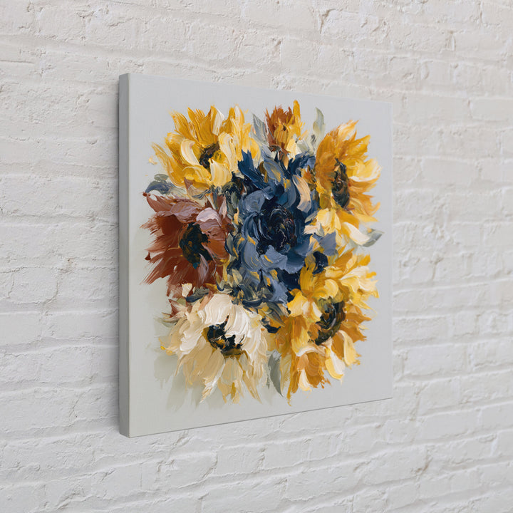 Sunflowers Twisting in Intense Painted Energy Canvas Print, Expressionist Art, Gallery Decor, Living Room Decor, Expression, EXP-1x1-32