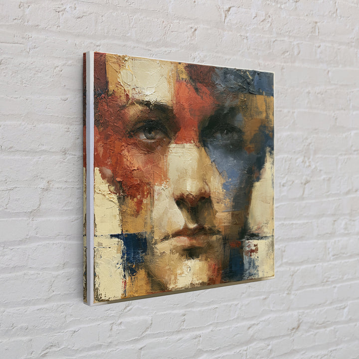 Emotional Portrait with Bold Red and Blue Canvas Print, Expressionist Art, Downloadable Prints, Living Room Decor, Expression, EXP-1x1-50