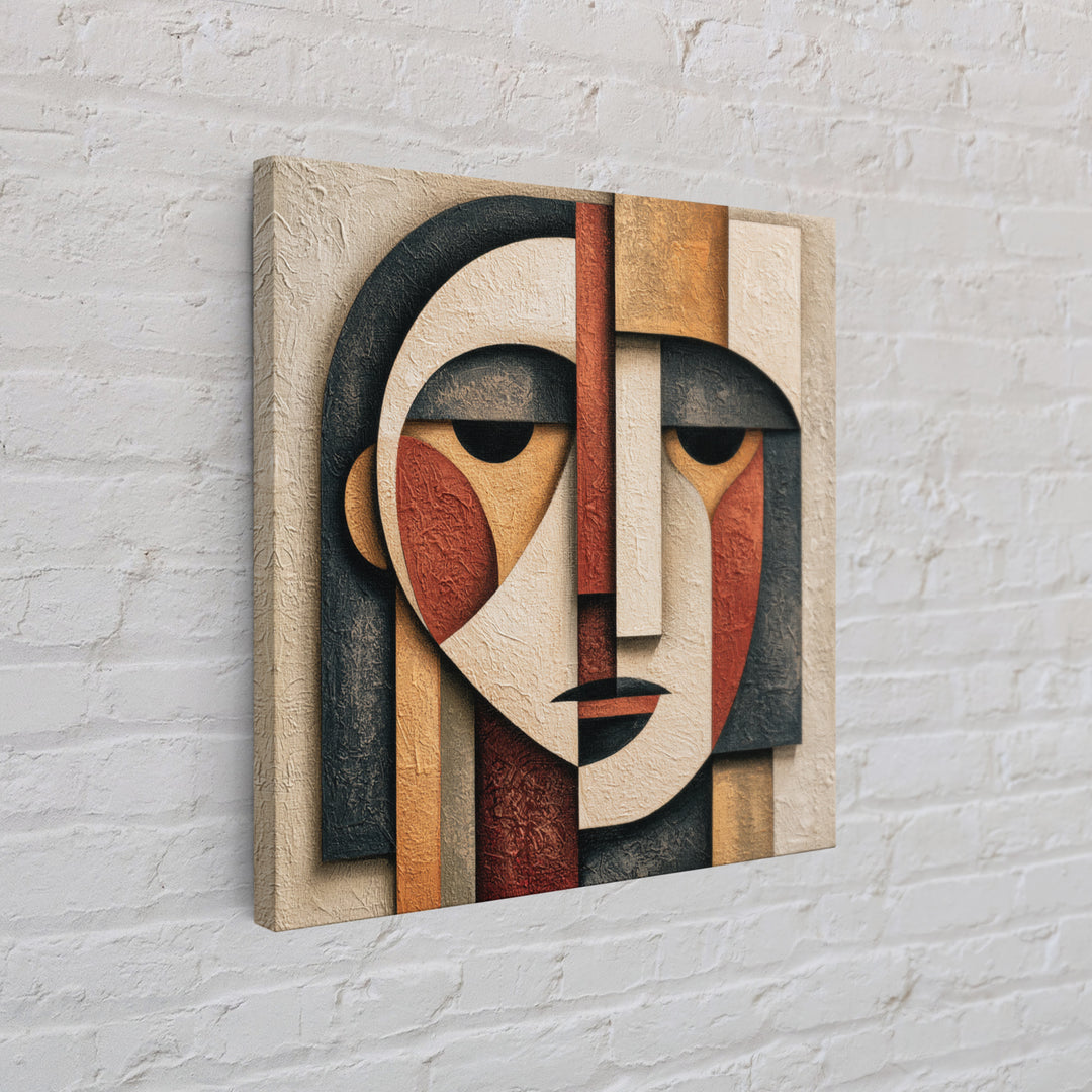 Abstract Face Split by Contrasting Emotions Canvas Print, Expressionist Art, Gallery Decor, Living Room Decor, Expression, EXP-1x1-59
