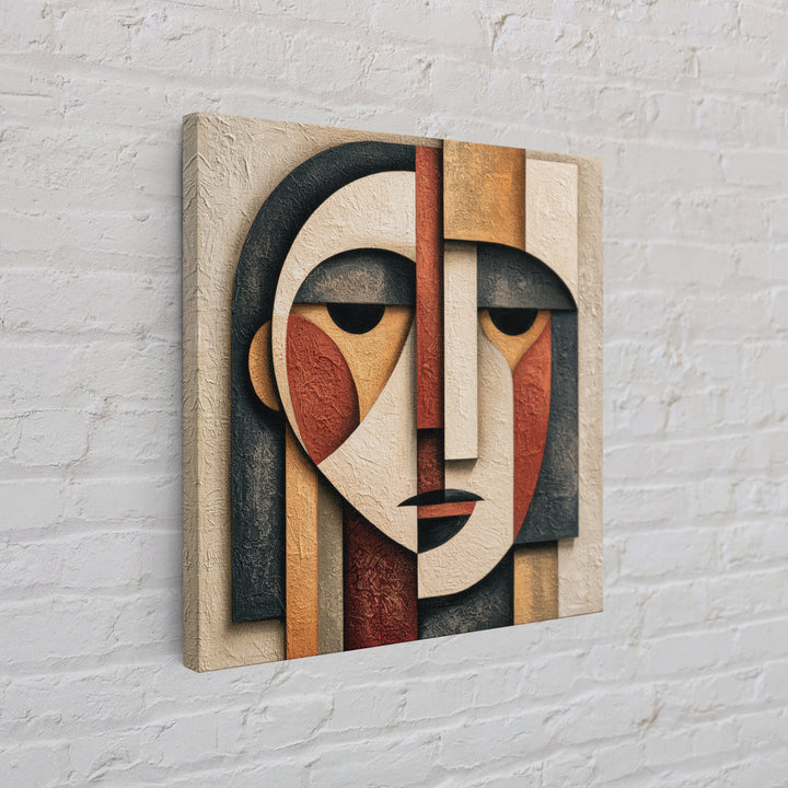 Abstract Face Split by Contrasting Emotions Canvas Print, Expressionist Art, Gallery Decor, Living Room Decor, Expression, EXP-1x1-59