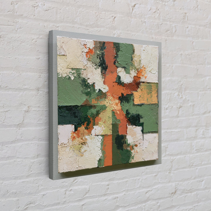 Garden Path with Thick Green and Orange Framed Canvas Print, Expressionist Art, Gallery Decor, Living Room Decor, Expression, EXP-1x1-62