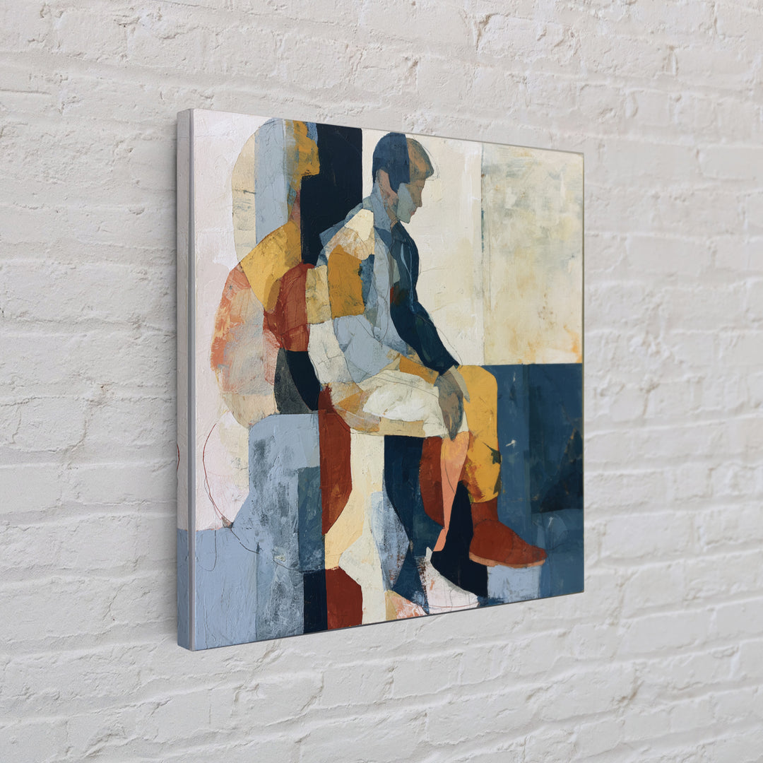 Seated Figure with Raw Gestural Outlines Framed Canvas Print, Expressionist Art, Boho Decor, Living Room Decor, Expression, EXP-1x1-79