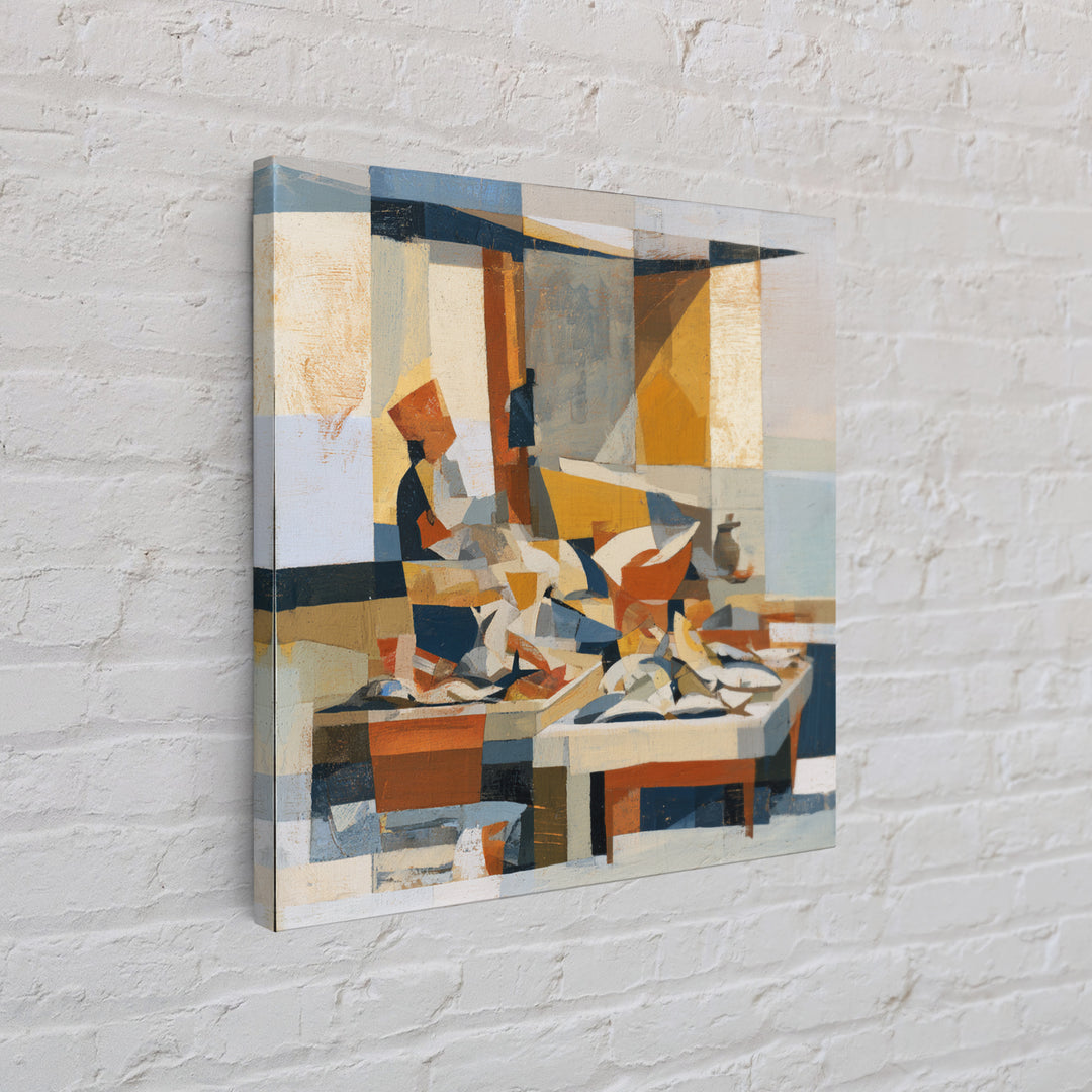 Fish Market Scene Canvas Print, Expressionist Art, Modern Decor, Living Room Decor, Abstract Art, Expression, Wall Decor, EXP-1x1-94