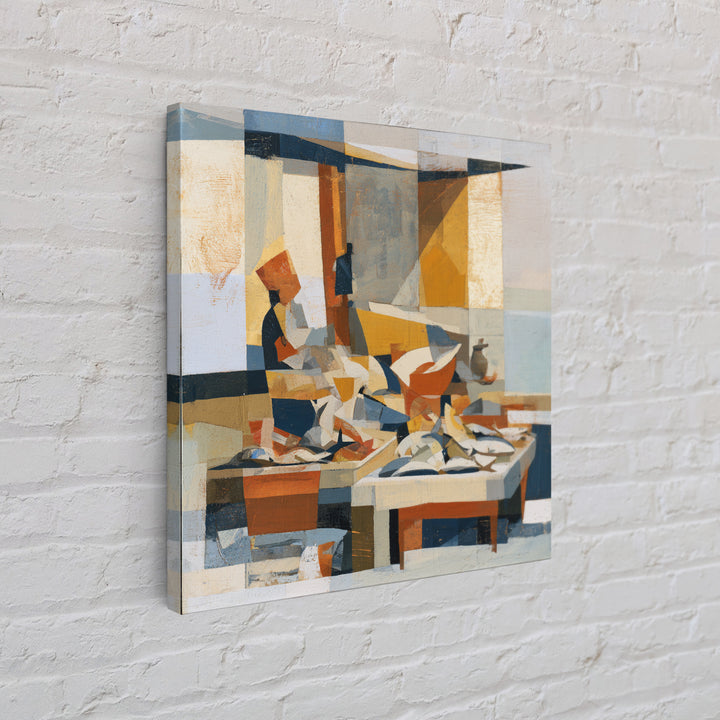 Fish Market Scene Canvas Print, Expressionist Art, Modern Decor, Living Room Decor, Abstract Art, Expression, Wall Decor, EXP-1x1-94