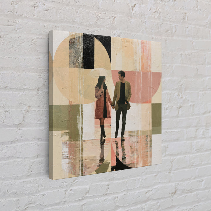 Couple Walking Through Rain Canvas Print, Expressionist Art, Fine Art Print, Living Room Decor, Fine Art, Expression, EXP-1x1-95
