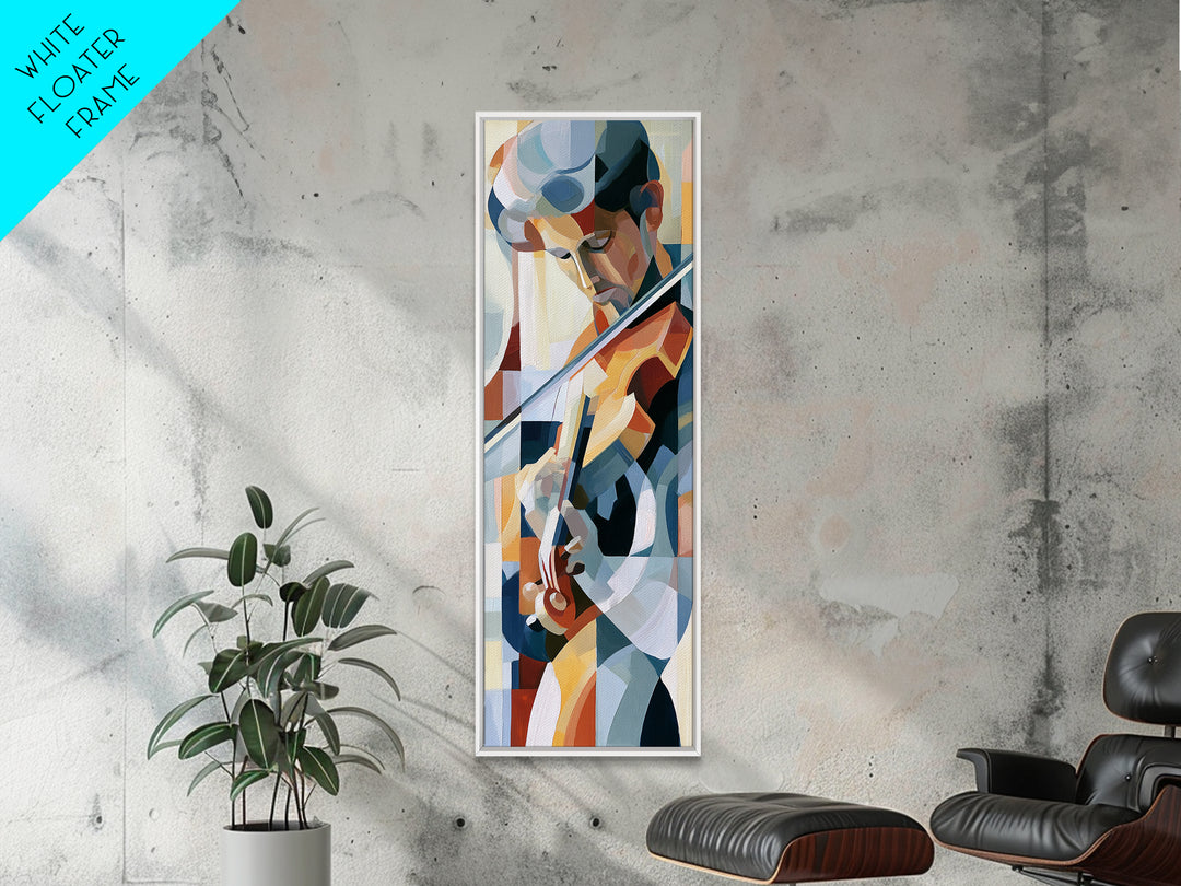 Violinist Painted in Electric Brush Marks Canvas Print, Expressionist Art, Colorful Wall Art, Living Room Decor, Expression, EXP-1x3-1