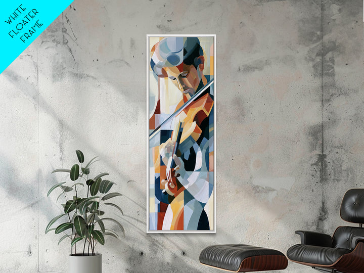 Violinist Painted in Electric Brush Marks Canvas Print, Expressionist Art, Colorful Wall Art, Living Room Decor, Expression, EXP-1x3-1