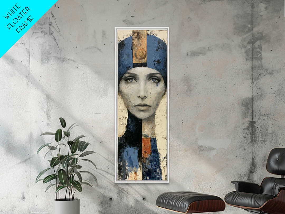 Woman in Blue with Dramatic Expressive Eyes Canvas Print, Expressionist Art, Painting, Living Room Decor, Fine Art, Expression, EXP-1x3-28