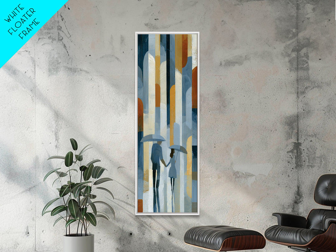 Couple Walking Through Rain Canvas Print, Expressionist Art, Large Wall Art, Living Room Decor, Fine Art, Expression, EXP-1x3-35