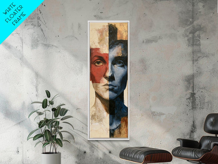 Emotional Portrait with Bold Red and Blue Canvas Print, Expressionist Art, Gallery Decor, Living Room Decor, Expression, EXP-1x3-38