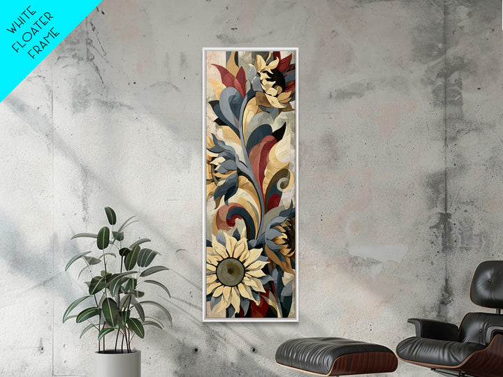 Sunflowers Twisting in Intense Painted Energy Canvas Print, Expressionist Art, Living Room Decor, Expression, EXP-1x3-44