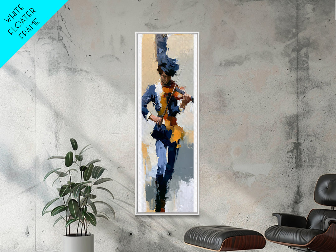 Violinist Painted in Electric Brush Marks Canvas Print, Expressionist Art, Abstract Art, Living Room Decor, Expression, EXP-1x3-73