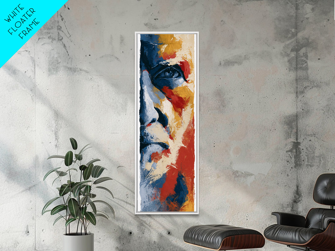Emotional Portrait with Bold Red and Blue Canvas Print, Expressionist Art, Contemporary Art, Living Room Decor, Expression, EXP-1x3-86