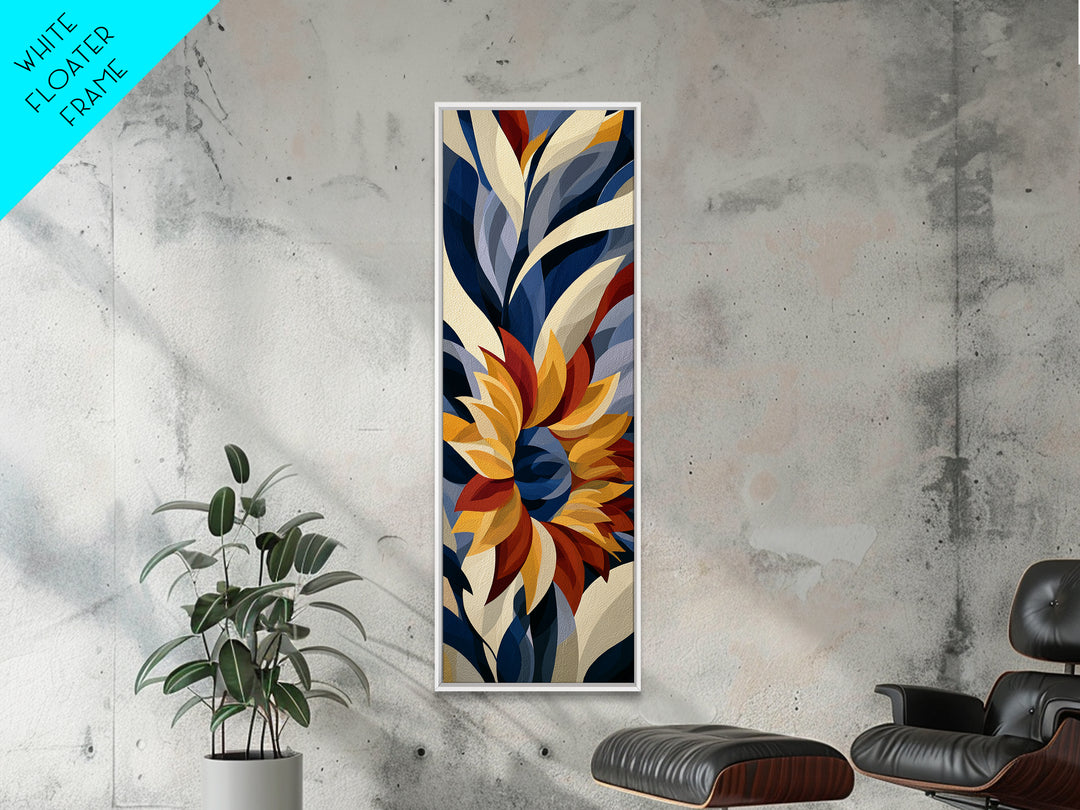 Sunflowers Twisting in Intense Painted Energy Canvas Print, Expressionist Art, Blue Wall Art, Living Room Decor, Expression, EXP-1x3-92