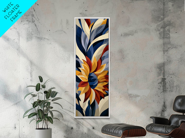 Sunflowers Twisting in Intense Painted Energy Canvas Print, Expressionist Art, Blue Wall Art, Living Room Decor, Expression, EXP-1x3-92