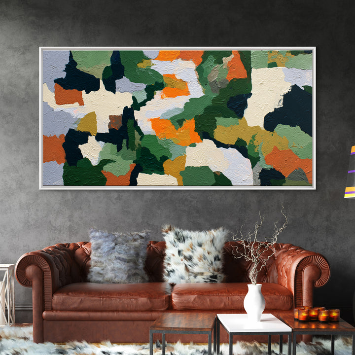 Garden Path with Thick Green and Orange Canvas Print, Expressionist Art, Contemporary Art, Living Room Decor, Expression, EXP-2x1-10