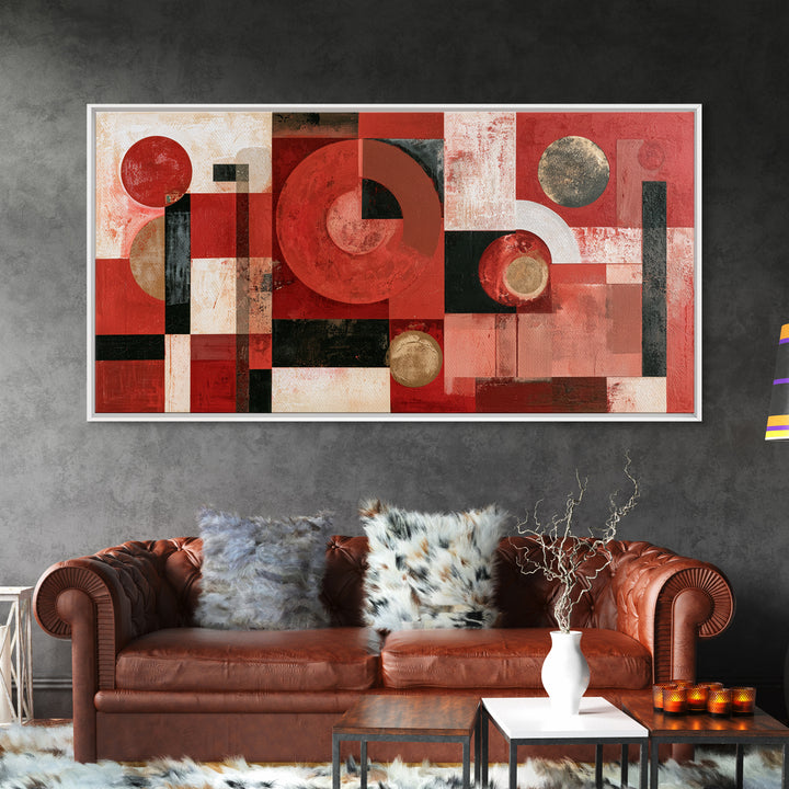 Red Room Interior Abstraction Without Realistic Furniture Canvas Print, Expressionist Art, Living Room Decor, Expression, EXP-2x1-15