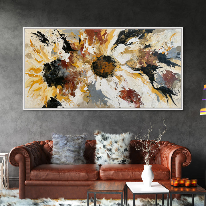 Sunflowers Twisting in Intense Painted Energy Canvas Print, Expressionist Art, Contemporary Art, Living Room Decor, Expression, EXP-2x1-28