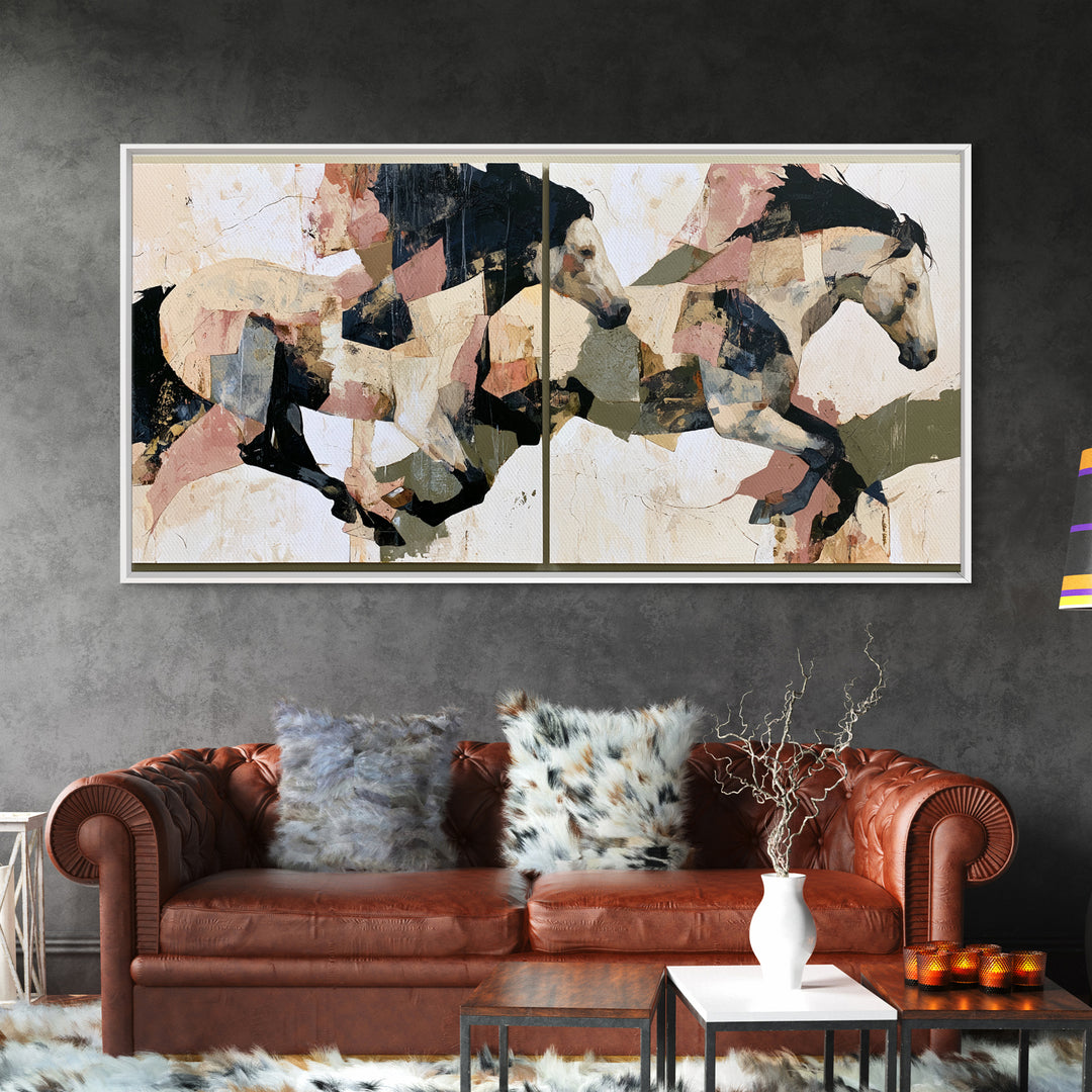 Expressionist Horse in Motion with Wild Mane Canvas Print, Expressionist Art, Minimalist Decor, Living Room Decor, Expression, EXP-2x1-30