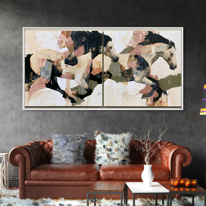 Expressionist Horse in Motion with Wild Mane Canvas Print, Expressionist Art, Minimalist Decor, Living Room Decor, Expression, EXP-2x1-30