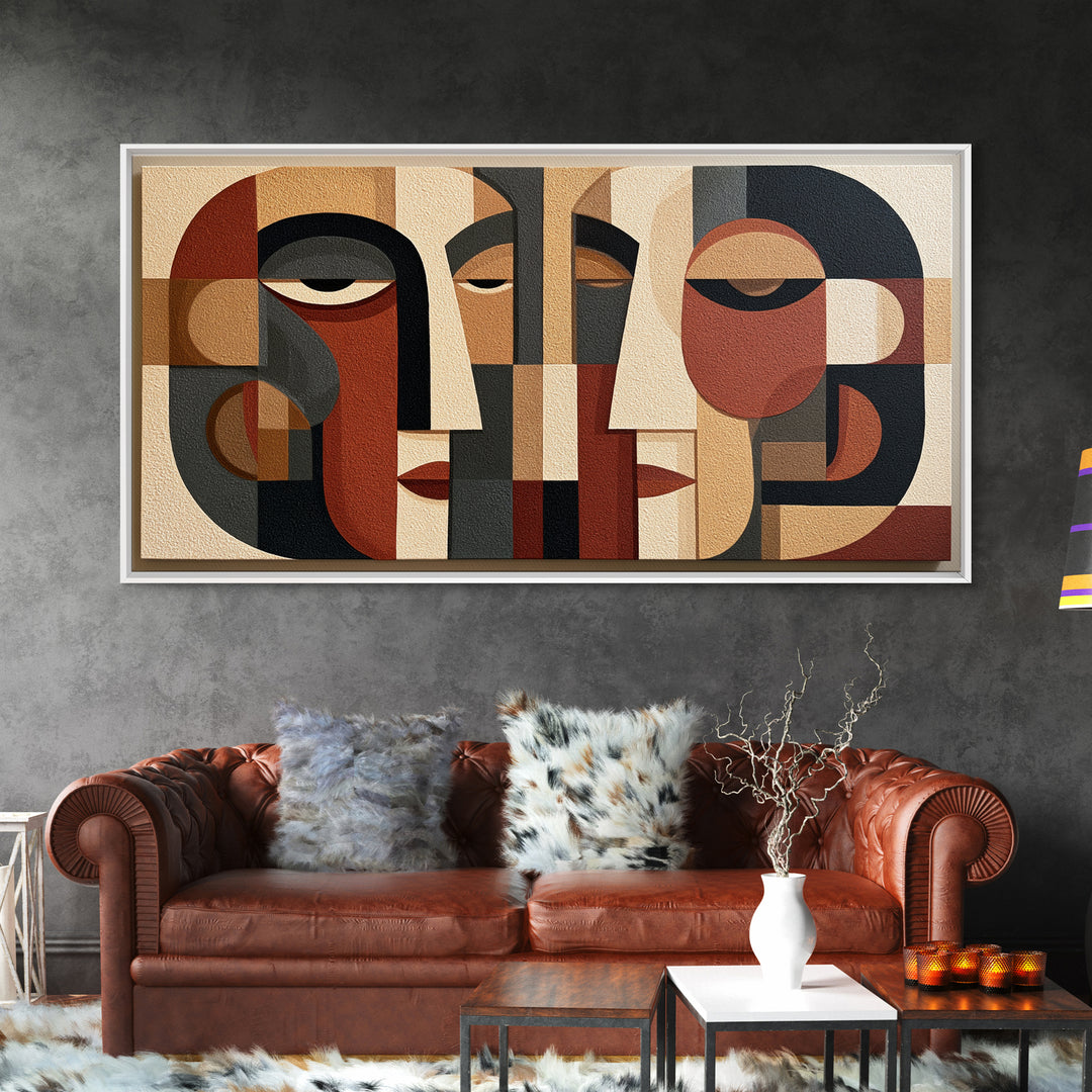 Abstract Face Split by Contrasting Emotions Canvas Print, Expressionist Art, Large Wall Art, Living Room Decor, Expression, EXP-2x1-31