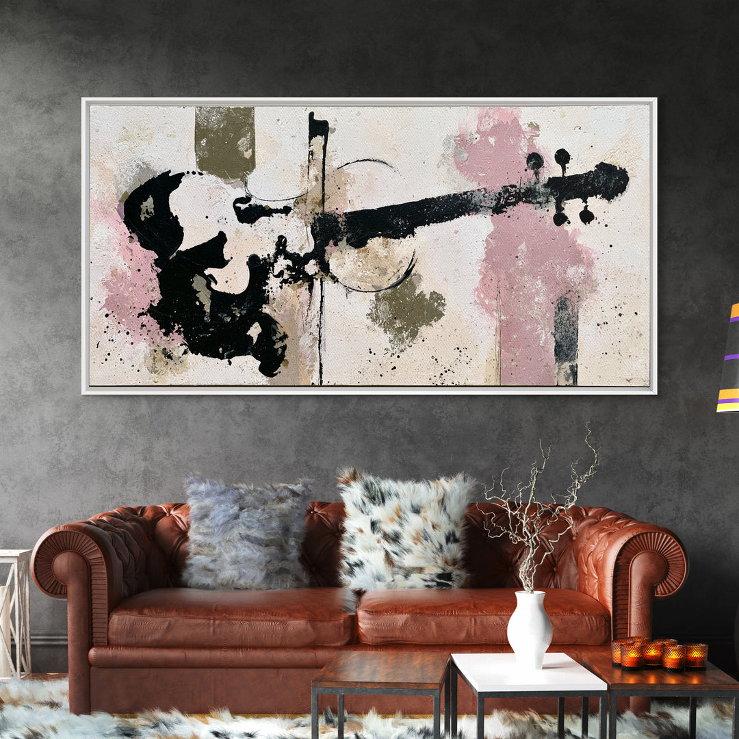 Violinist Painted in Electric Brush Marks Framed Canvas Print, Expressionist Art, Painting, Living Room Decor, Expression, EXP-2x1-33
