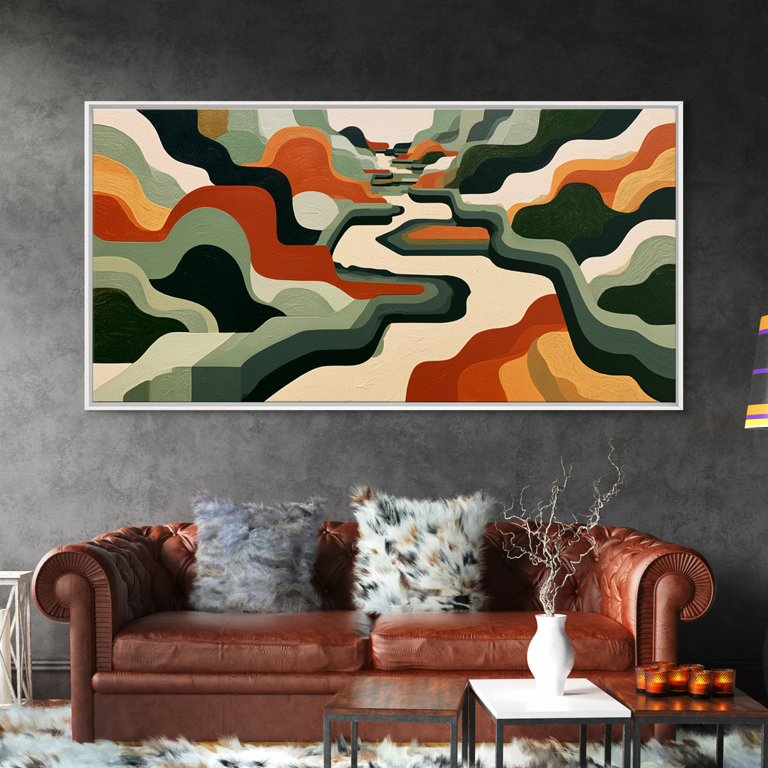 Garden Path with Thick Green and Orange Canvas Print, Expressionist Art, Contemporary Art, Living Room Decor, Expression, EXP-2x1-34