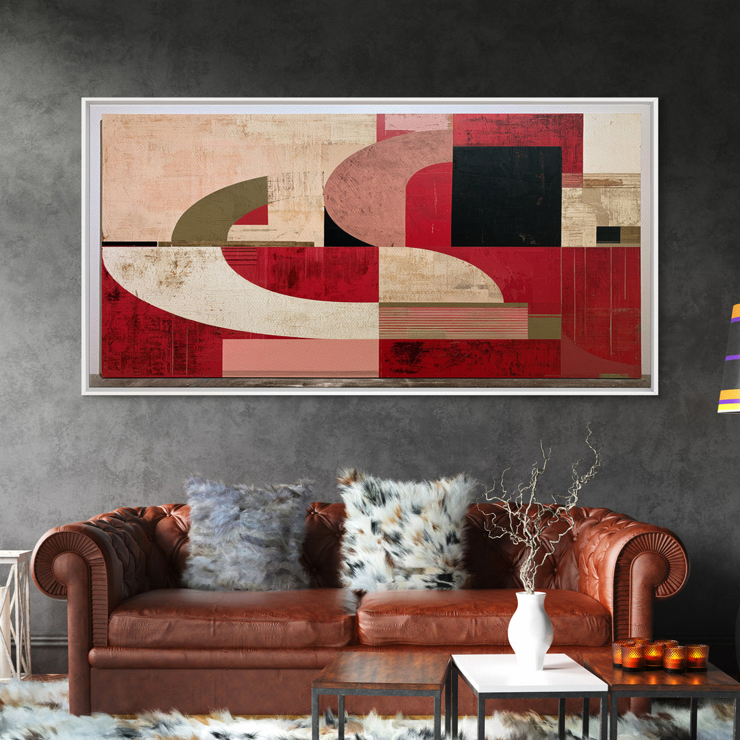 Red Room Interior Abstraction Without Realistic Furniture Canvas Print, Expressionist Art, Digital Art, Living Room Decor, EXP-2x1-39