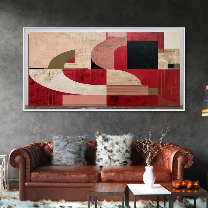 Red Room Interior Abstraction Without Realistic Furniture Canvas Print, Expressionist Art, Digital Art, Living Room Decor, EXP-2x1-39