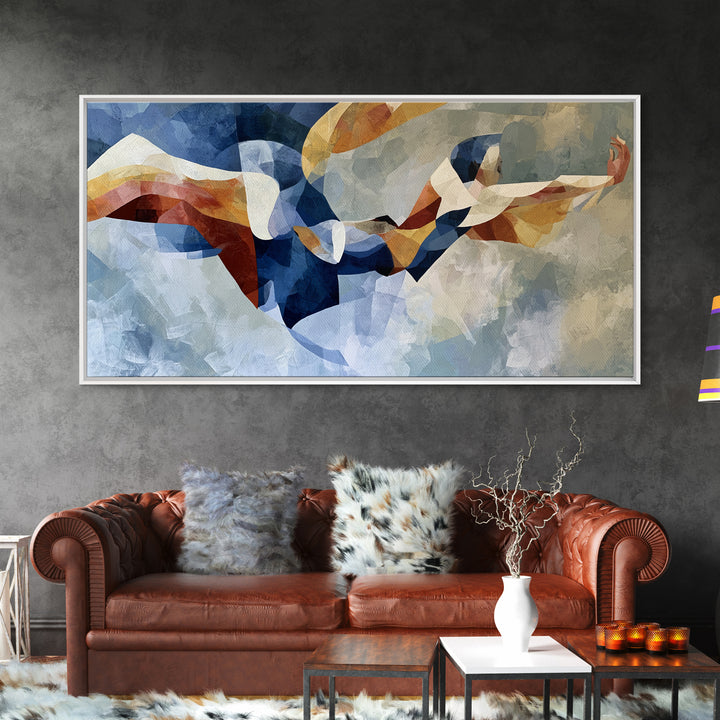 Dancer Figure Fractured into Vibrant Movement Canvas Print, Expressionist Art, Painting, Living Room Decor, Expression, EXP-2x1-48