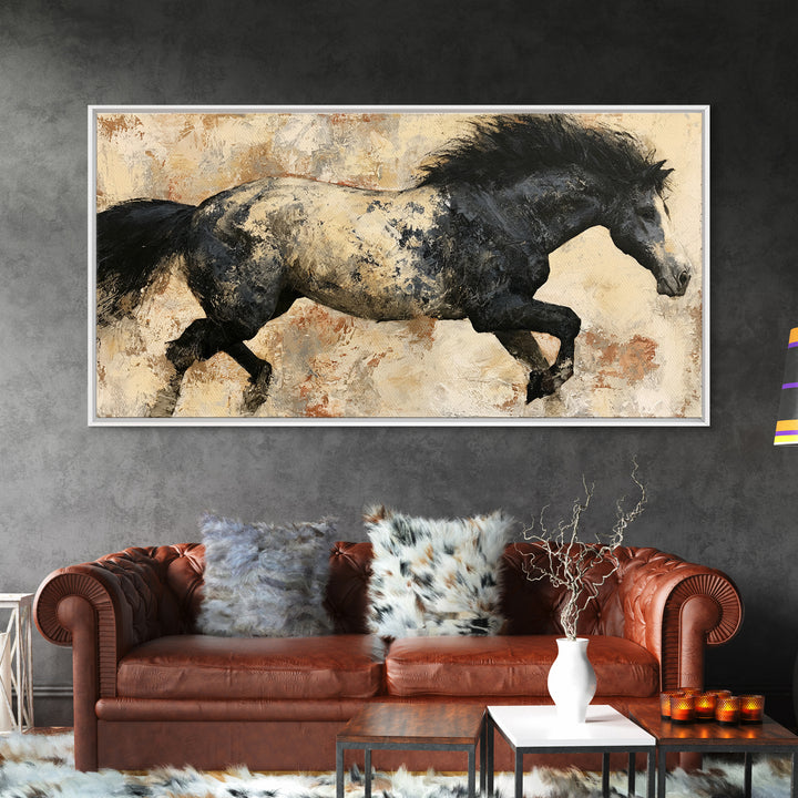 Expressionist Horse in Motion with Wild Mane Canvas Print, Expressionist Art, Minimalist Decor, Living Room Decor, Expression, EXP-2x1-6