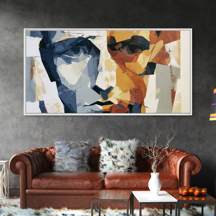 Abstract Face Split by Contrasting Emotions Canvas Print, Expressionist Art, Digital Prints, Living Room Decor, Expression, EXP-2x1-7