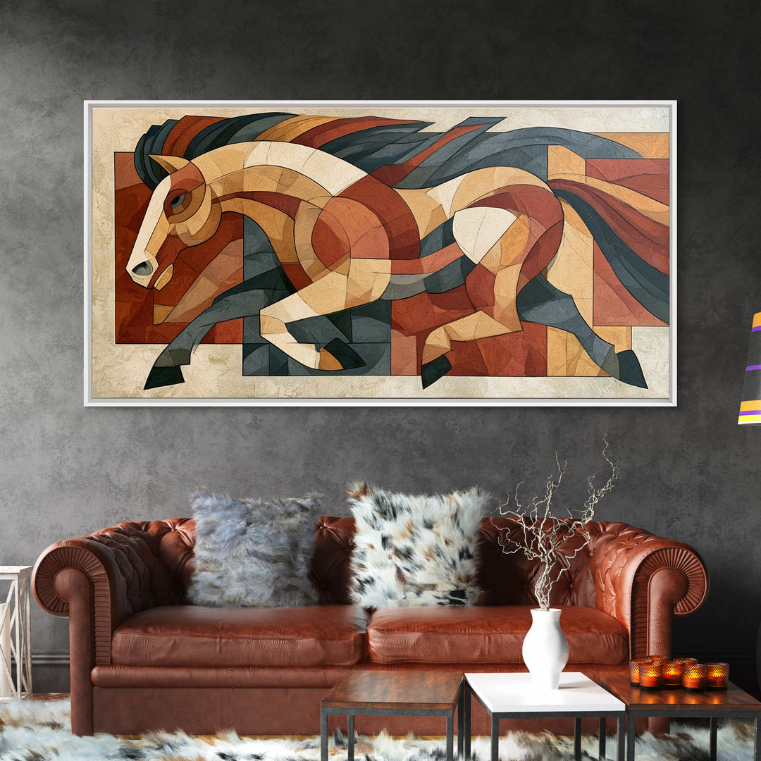 Expressionist Horse in Motion with Wild Mane Canvas Print, Expressionist Art, Painting, Living Room Decor, Fine Art, Expression, EXP-2x1-78