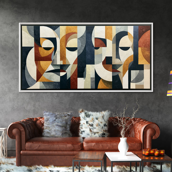 Abstract Face Split by Contrasting Emotions Canvas Print, Expressionist Art, Downloadable Prints, Living Room Decor, Expression, EXP-2x1-79