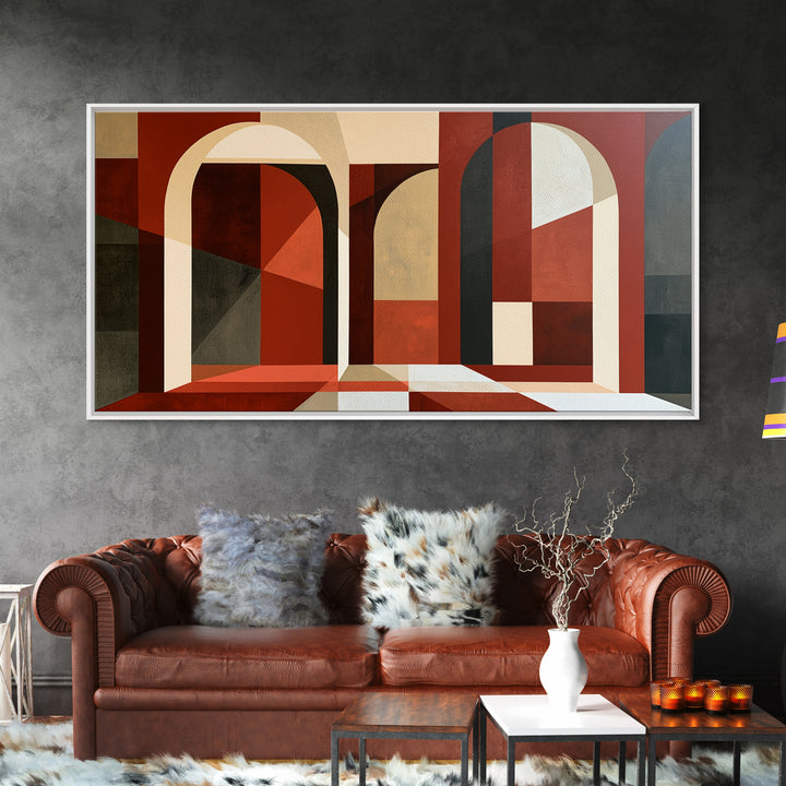 Red Room Interior Abstraction Without Realistic Furniture Canvas Print, Expressionist Art, Modern Art, Living Room Decor, EXP-2x1-87
