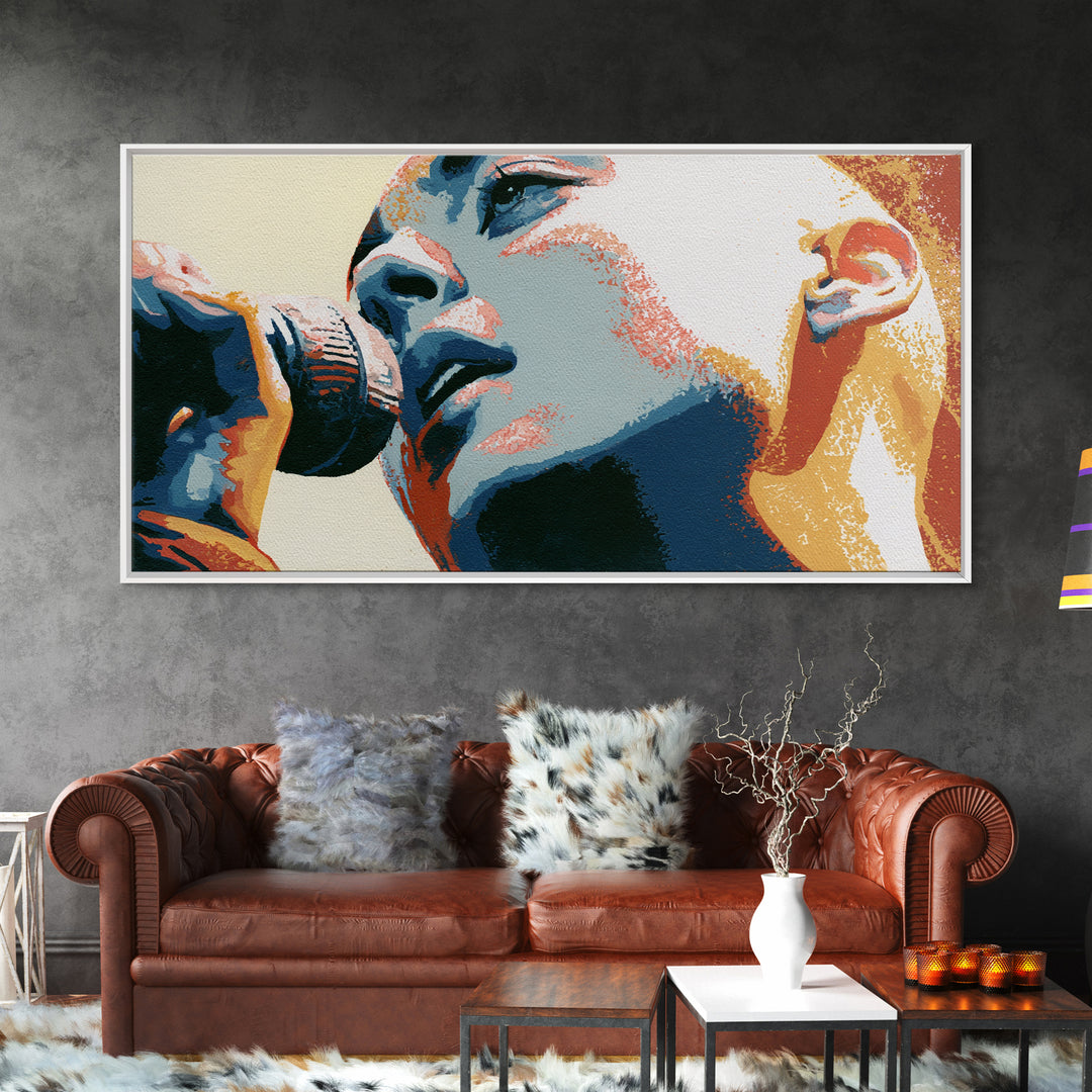Portrait of a Singer Framed Canvas Print, Expressionist Art, Canvas Art, Living Room Decor, Expression, Moody Wall Art, EXP-2x1-88