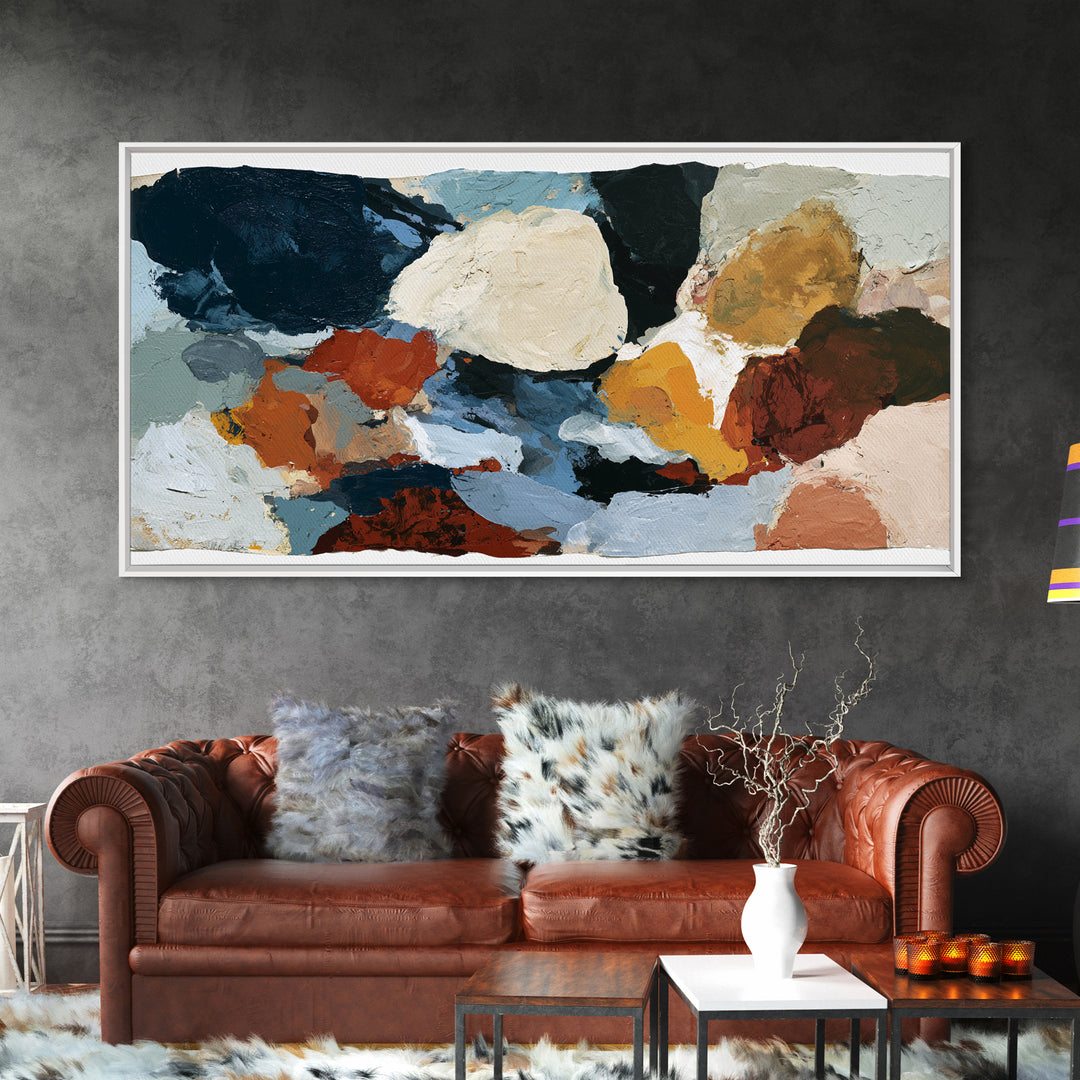 Stormy Landscape Painted Framed Canvas Print, Expressionist Art, Neutral Decor, Living Room Decor, Oil Painting, Expression, EXP-2x1-95