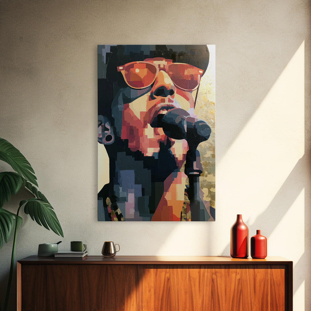 Portrait of a Singer Framed Canvas Print, Expressionist Art, Digital Prints, Living Room Decor, Oil Painting, Expression, EXP-2x3-100