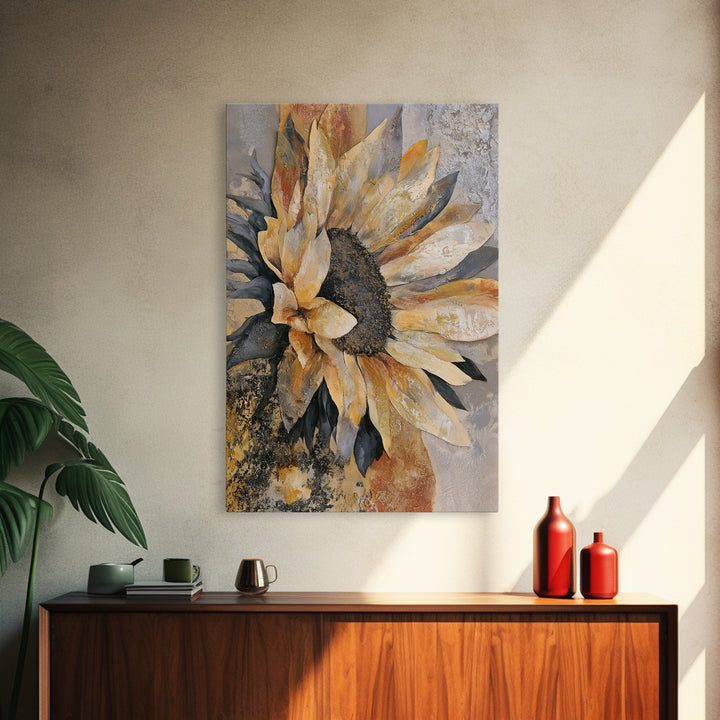 Sunflowers Twisting in Intense Painted Energy Canvas Print, Expressionist Art, Gallery Decor, Living Room Decor, Expression, EXP-2x3-16