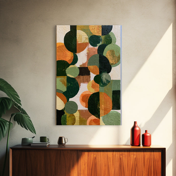 Garden Path with Thick Green and Orange Framed Canvas Print, Expressionist Art, Art, Living Room Decor, Fine Art, Expression, EXP-2x3-22