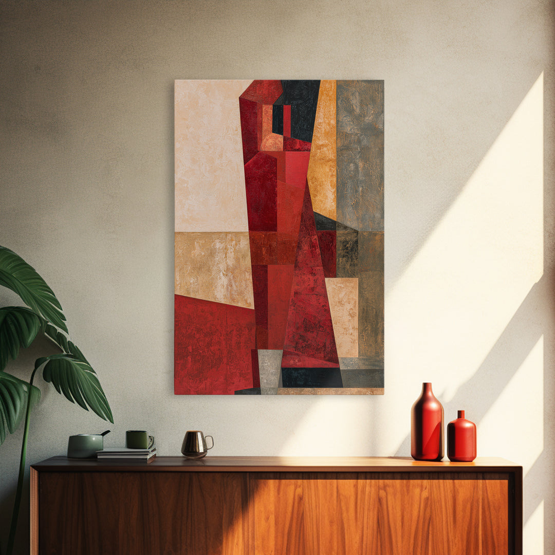 Red Room Interior Abstraction Without Realistic Furniture Canvas Print, Expressionist Art, Room Decor, Living Room Decor, EXP-2x3-3