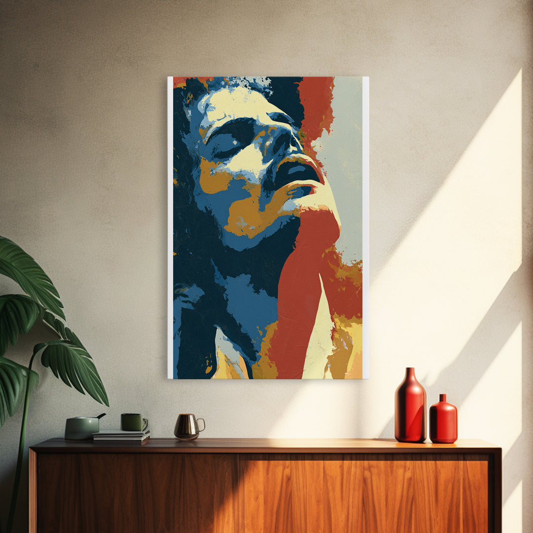 Portrait of a Singer Framed Canvas Print, Expressionist Art, Contemporary Art, Living Room Decor, Fine Art, Expression, EXP-2x3-4
