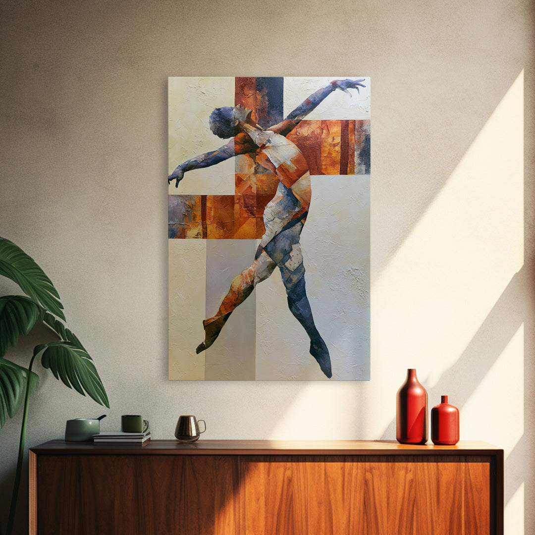 Dancer Figure Fractured into Vibrant Movement Canvas Print, Expressionist Art, Digital Wall Art, Living Room Decor, Expression, EXP-2x3-60