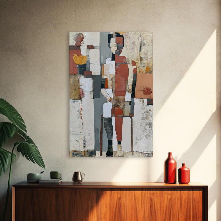 Seated Figure with Raw Gestural Outlines Framed Canvas Print, Expressionist Art, Living Room Decor, Fine Art, Expression, EXP-2x3-63