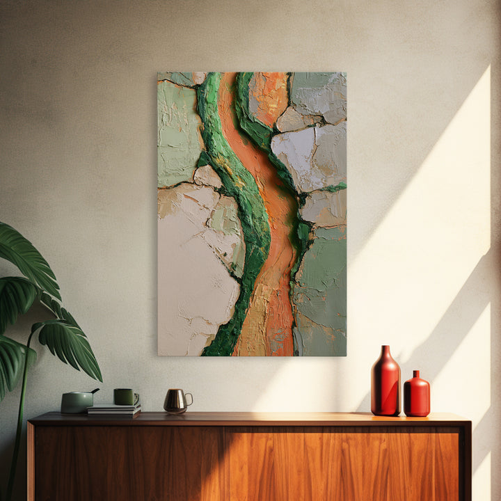 Garden Path with Thick Green and Orange Canvas Print, Expressionist Art, Canvas Art, Living Room Decor, Expression, EXP-2x3-94
